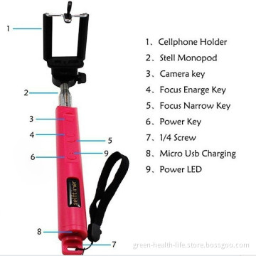 Extendable Selfportrait Monopod+Mount+Bluetooth Remote Camera Shutter for iPhone